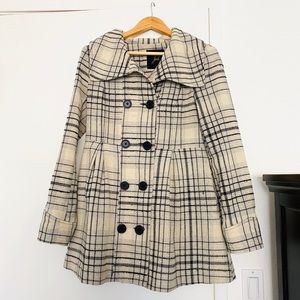 JACK by BB Dakota Cream Black Plaid Coat Jacket
